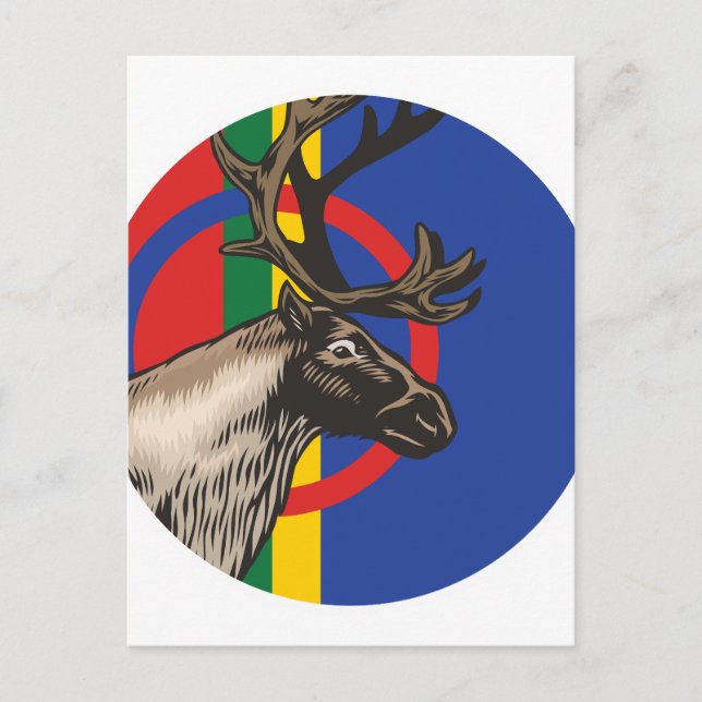 Sami Reindeer Saami National Animal Flag Postkarte (Vorderseite)