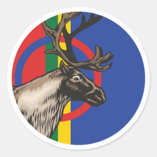 Sami Reindeer Saami National Animal Flag Runder Aufkleber
