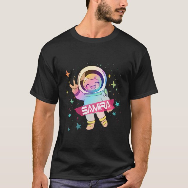 Samira Adorable Name mit Astronautin T-Shirt (Vorderseite)