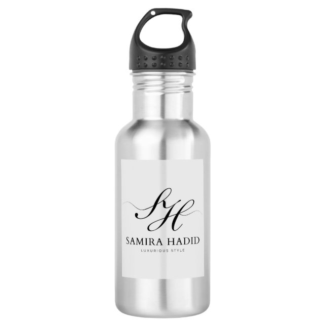 Samira Hadid Monogramm Luxus Edelstahlflasche (Vorderseite)