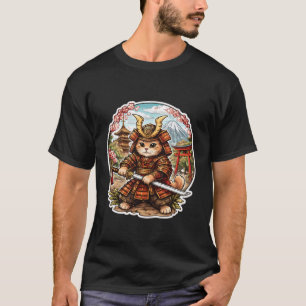 Samjurai Katzenbesitzer traditioneller japanischer T-Shirt