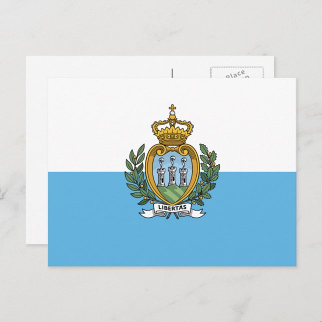Sammarinische Flagge, Flagge von San Marino Postkarte (Vorne/Hinten)