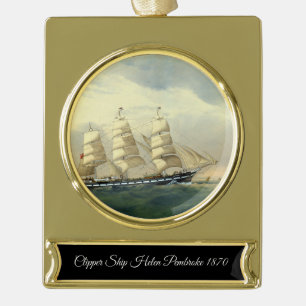 Sammelbare Klipper Helen Pembroke 1870 Banner-Ornament Gold