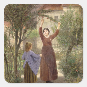 Sammeln-Kirschen Quadratischer Aufkleber