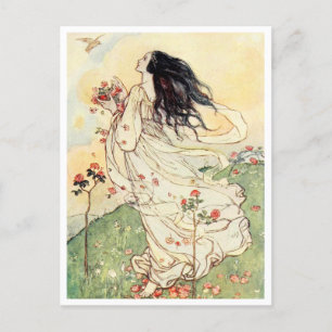 Sammeln von Rosenblättern Vintage-Illustration Postkarte