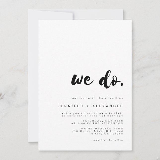 SAMMI Minimal "We Do" Einladung zur Hochzeit (Vorderseite)