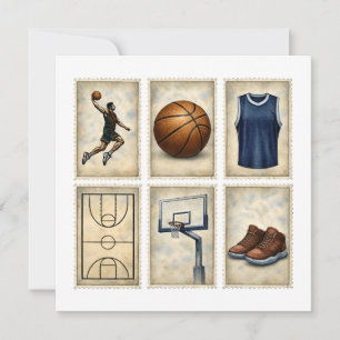 Sammlerstücke Vintage-Basketball-Briefmarken Dankeskarte