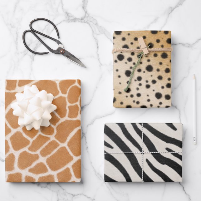 Sammlung afrikanischer Tiere realistische Tierwerb Geschenkpapier Set (Vorderseite)