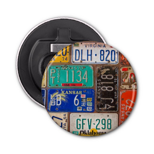 Sammlung alter Nummernschilder Flaschenöffner (Vorderseite)