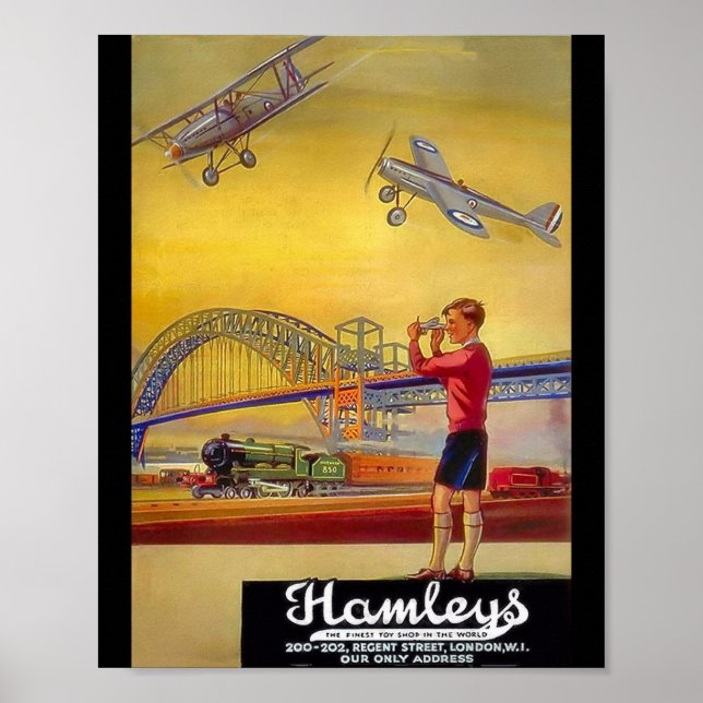 Sammlung alter Plakate für Hamley's Spielzeugladen (Vorne)