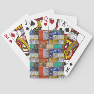 Sammlung alter rostiger Nummernschilder Spielkarten