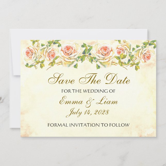Sammlung antiker Rose - Hochzeitssache speichert d Save The Date (Vorderseite)