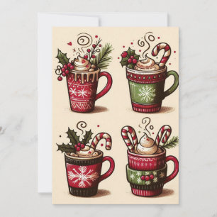 Sammlung festlicher Kaffeetassen, Weihnachtsdekora Feiertagskarte