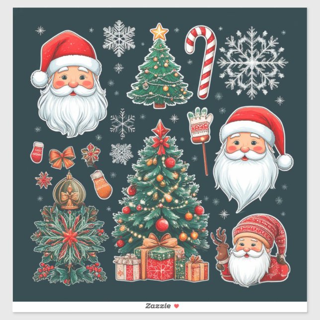 Sammlung festlicher Weihnachtsbilder Aufkleber (Blatt)