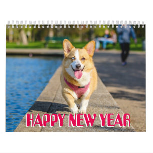 Sammlung niedlicher Welpen Foto Happy New Year Kalender