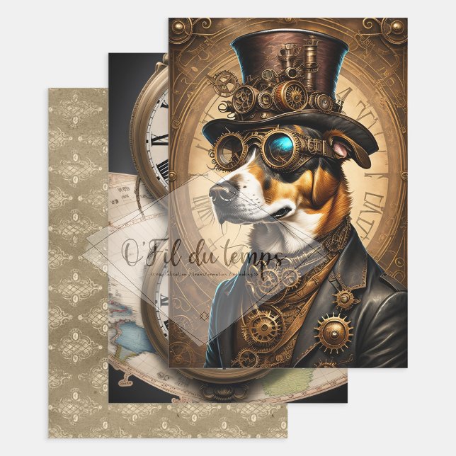Sammlung Steampunk Animal - Dog Geschenkpapier Set (Von Creator hochgeladen)