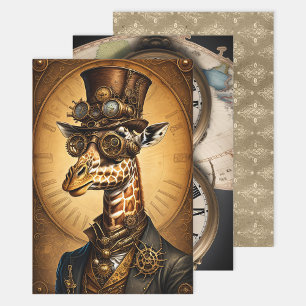 Sammlung Steampunk Animal - Giraffe Schnitt Geschenkpapier Set