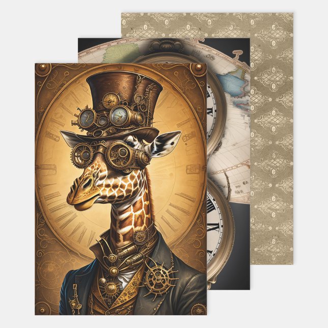 Sammlung Steampunk Animal - Giraffe Schnitt Geschenkpapier Set (Von Creator hochgeladen)