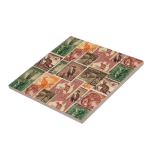 Sammlung vintage australischer Briefmarken Fliese