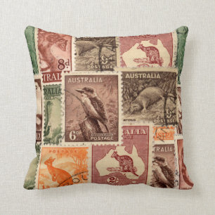 Sammlung vintage australischer Briefmarken Kissen