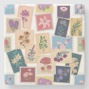 Sammlung Vintage-Briefmarken, Retro-Thema Steinuntersetzer