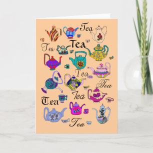 Sammlung Vintager Tepots (innen leer) Karte