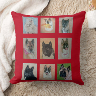 Sammlung von akita Hunde Portraits Art Design Kissen