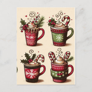 Sammlung von festlichen Kaffeetassen, Weihnachtsde Postkarte
