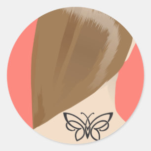 Sammlung von Frauen Neck Tattoo Art Print, Nr. 2/1 Runder Aufkleber