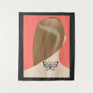 Sammlung von Frauen Neck Tattoo Art Print, Nr. 2/1 Wandteppich