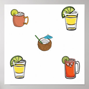 Sammlung von Getränken Poster