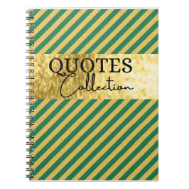 Sammlung von grünen und goldfarbenen Anführungszei Notizblock