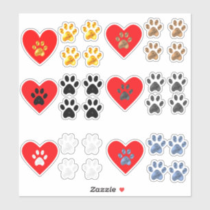 Sammlung von Herz und Pfoten Aufkleber