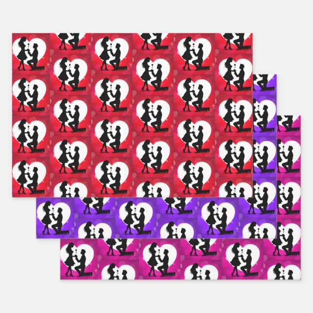 Sammlung von Herzvorschlägen Silhouette Geschenkpapier Set (Set)