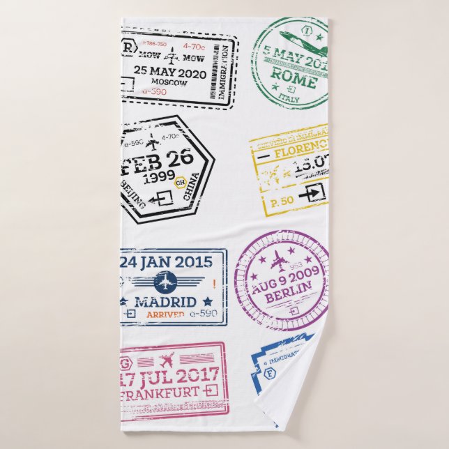 Sammlung von Passport-Briefmarke Abgeschieden auf  Badehandtuch (Badehandtuch)