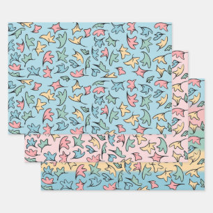 Sammlung von Pastell-Blätter 1 Geschenkpapier Set