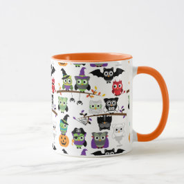 Sammlung von scharfen Halloween-Owls Tasse