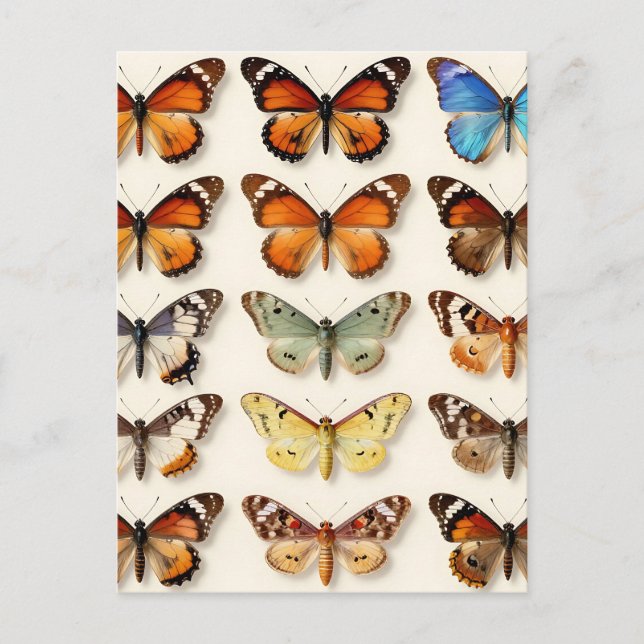 Sammlung von Schmetterlingen im Rasterdisplay Postkarte (Vorderseite)