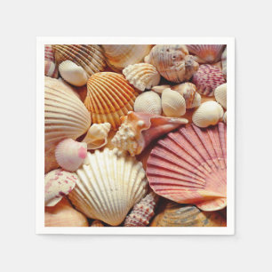 Sammlung von Seashells Scallops Clams and Conch Serviette