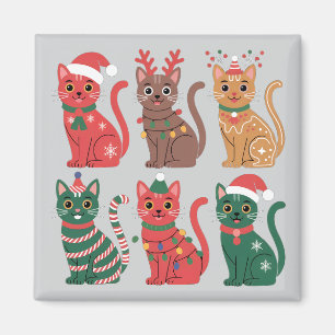 Sammlung von sechs Katzen Magnet