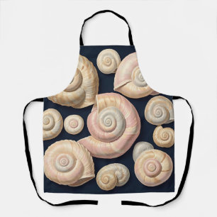 Sammlung von spiralförmigen Meeresschnecken Beige Schürze