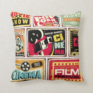Sammlung von Vintage-Kino-Zinnschildern. Filmindus Kissen