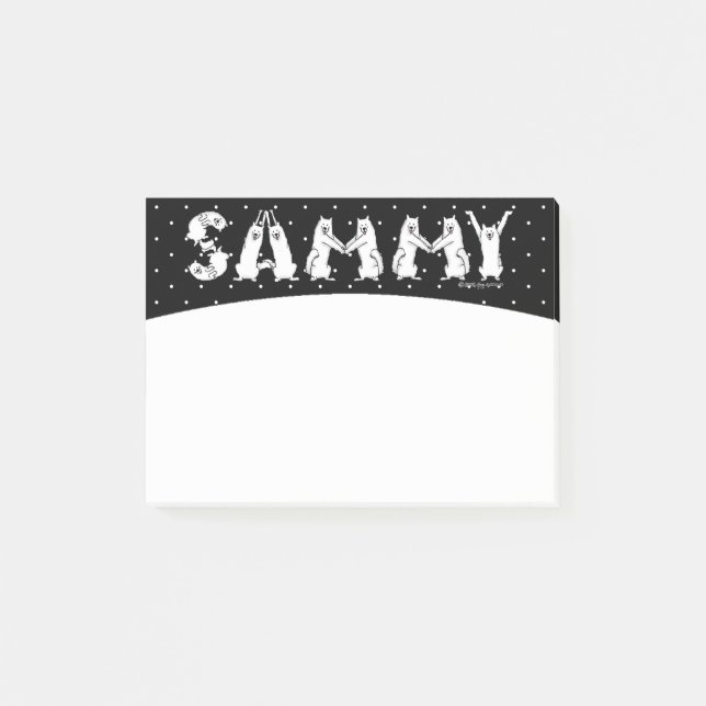Sammy schrieb in Samoyed Dog Letters Post-it Klebezettel (Vorderseite)