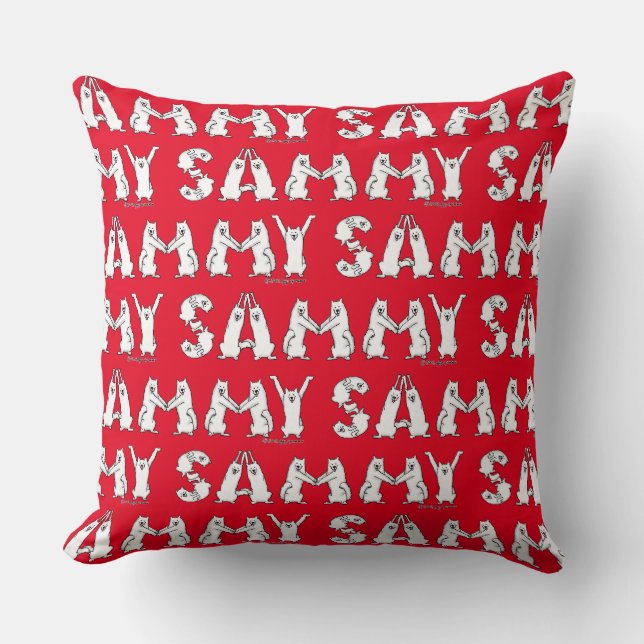 Sammy schrieb in Samoyed Letters Kissen (Vorderseite)