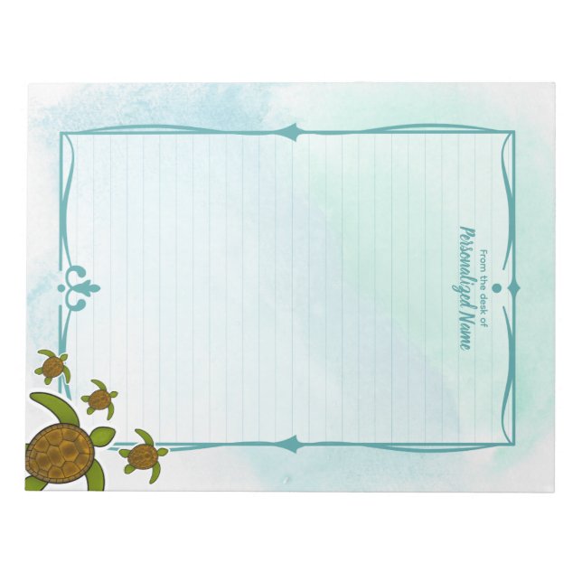 Sammy Sea Turtle Lined Notizblock (Vorderseite)