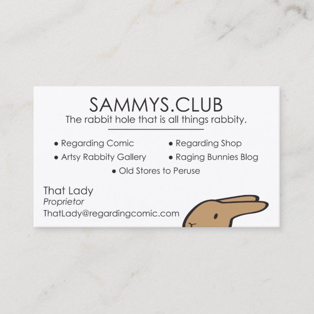 SAMMYS CLUB VISITENKARTE (Vorderseite)