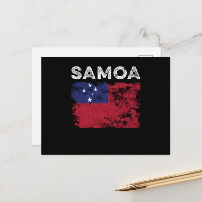 Samoa Flag Distressed - Samoan Flag Postkarte (Vorderseite/Rückseite Beispiel)