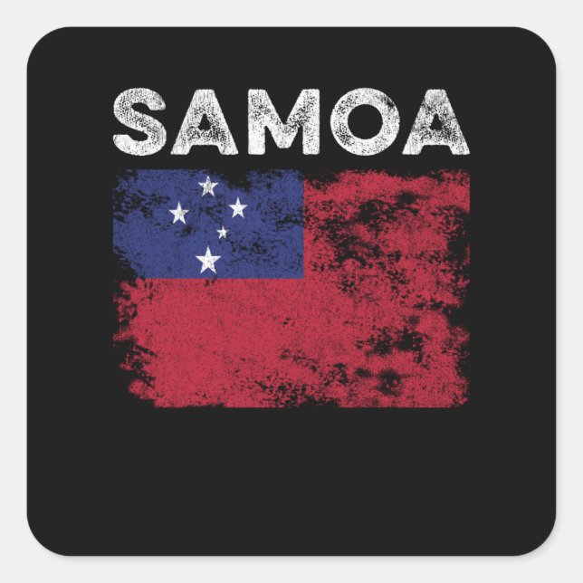Samoa Flag erschüttert - Samoanische Flagge Quadratischer Aufkleber (Vorderseite)
