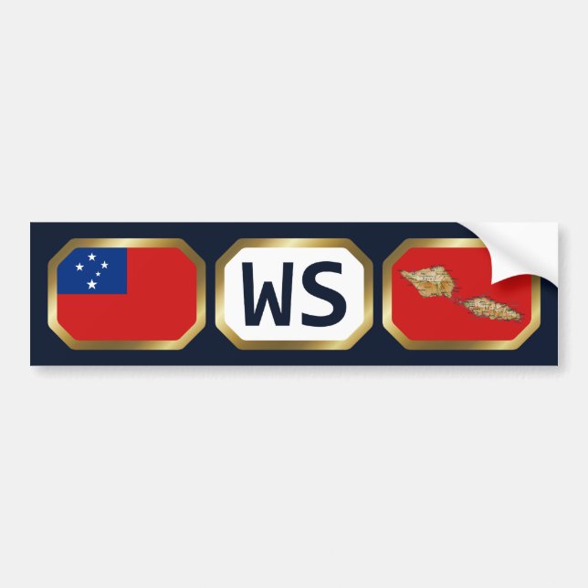 Samoa Flag Map Code Autoaufkleber (Vorne)