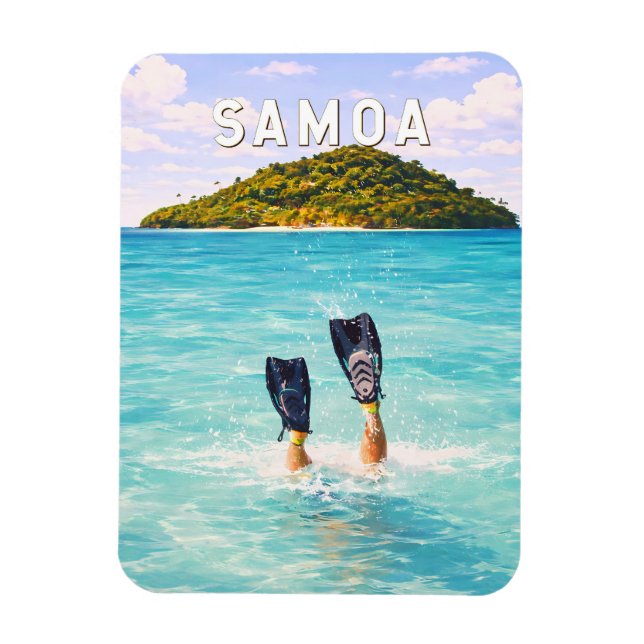 Samoa-Illustration Reise Kunst Vintage Magnet (Vertikal)